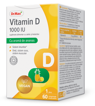 Dr.Max Vitamin D 1000 IU​, 60 comprimate mestecabile
